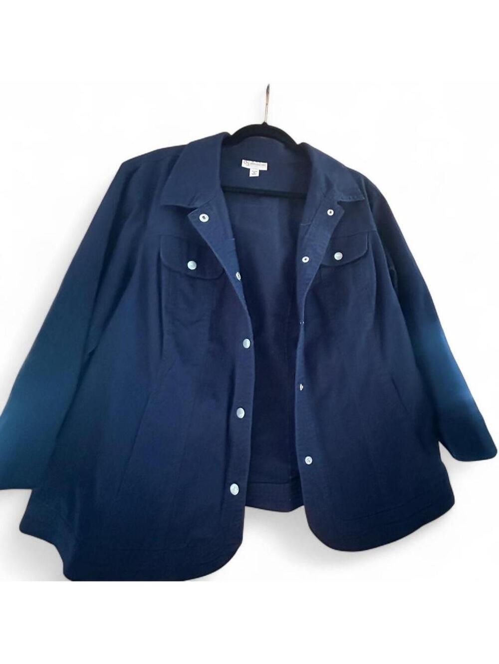Coldwater Creek Navy Blue Cotton Jacket with Snap Buttons